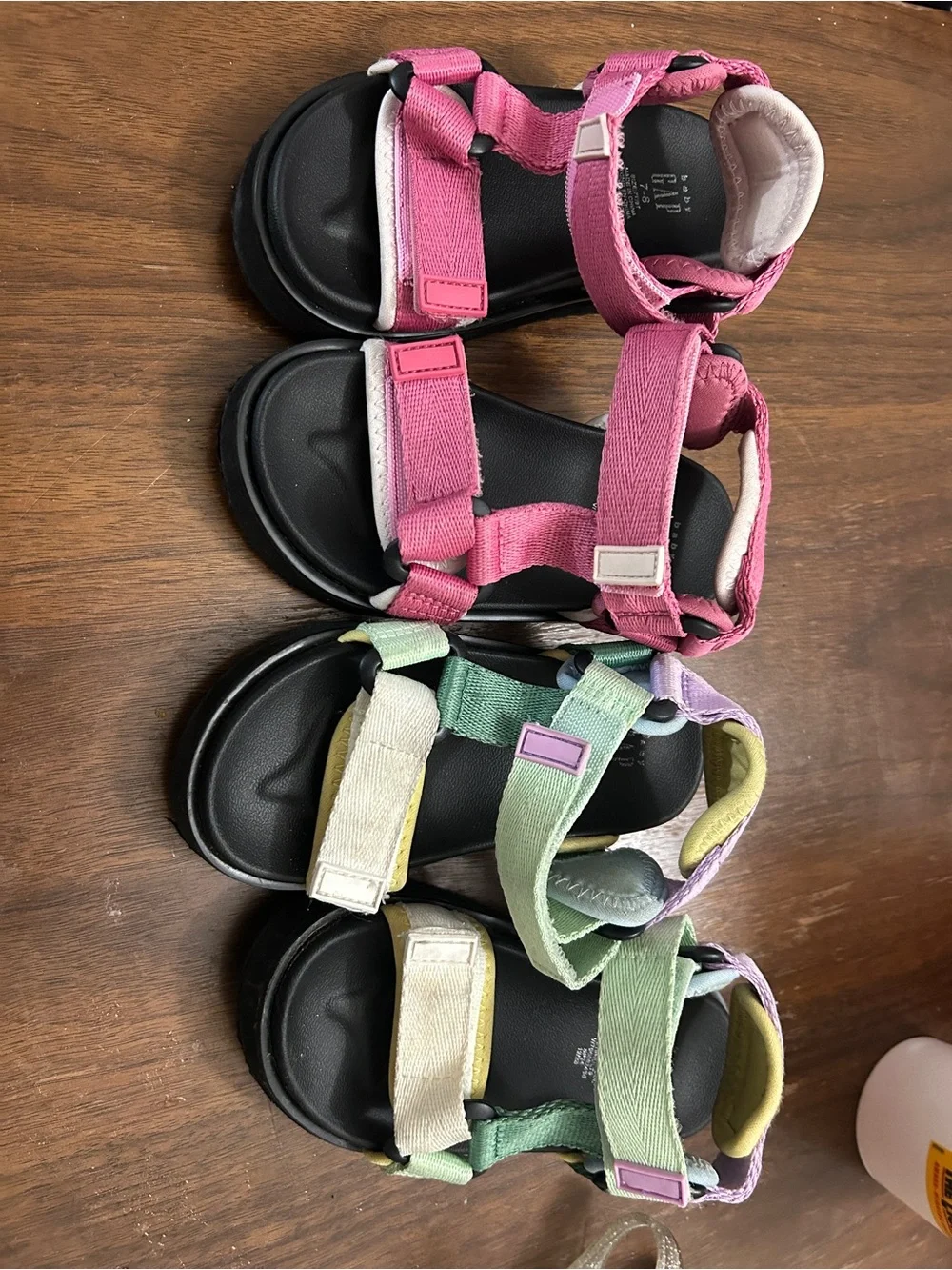 2pair of GAP Kids Pastel Multi-Strap Sport Sandals - Mint, Lavender & Cream